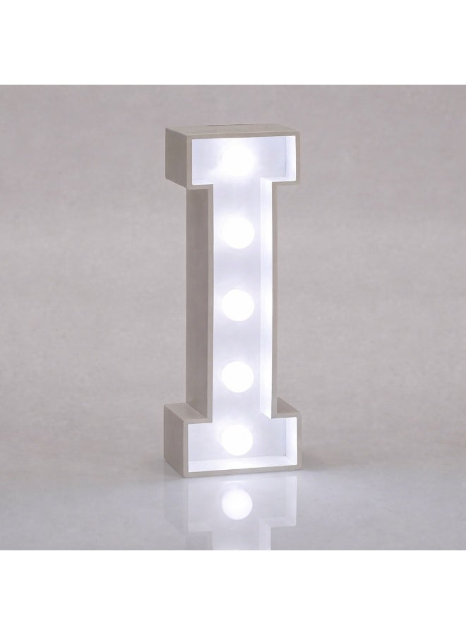 لوحة مضيئة على شكل حرف LED، خشبية بيضاء (I)